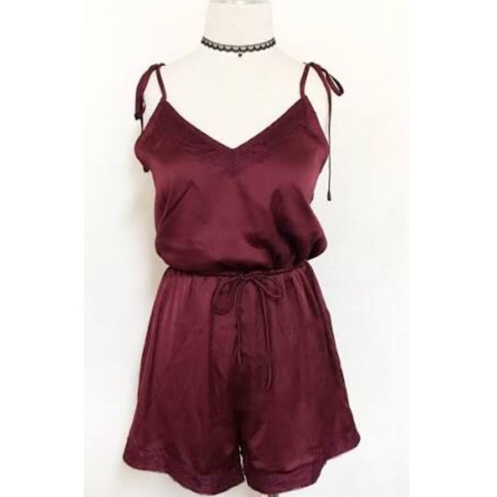 Red Honey Punch Lace Silky Romper